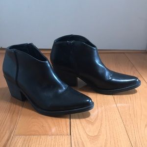 Faux leather bootie heels